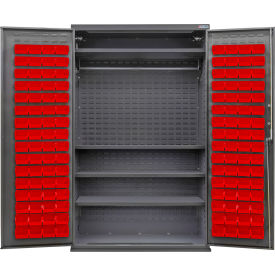 Configurable Wardrobe Cabinet, 48"W x 24"D x 78"H, 4 Shelves, 120 Red Bins
