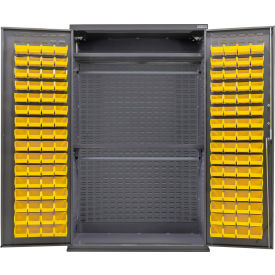 Configurable Wardrobe Cabinet, 48"W x 24"D x 78"H, 2 Shelves, 120 Yellow Bins
