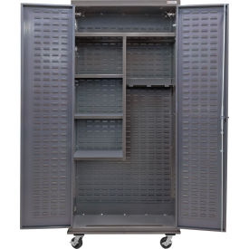 Configurable Mobile Janitorial Cabinet, 36"W x 24"D x 85"H, 4 Shelves