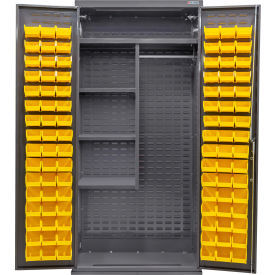 Configurable Combination Cabinet, 36"W x 24"D x 78"H, 4 Shelves, 96 Yellow Bins