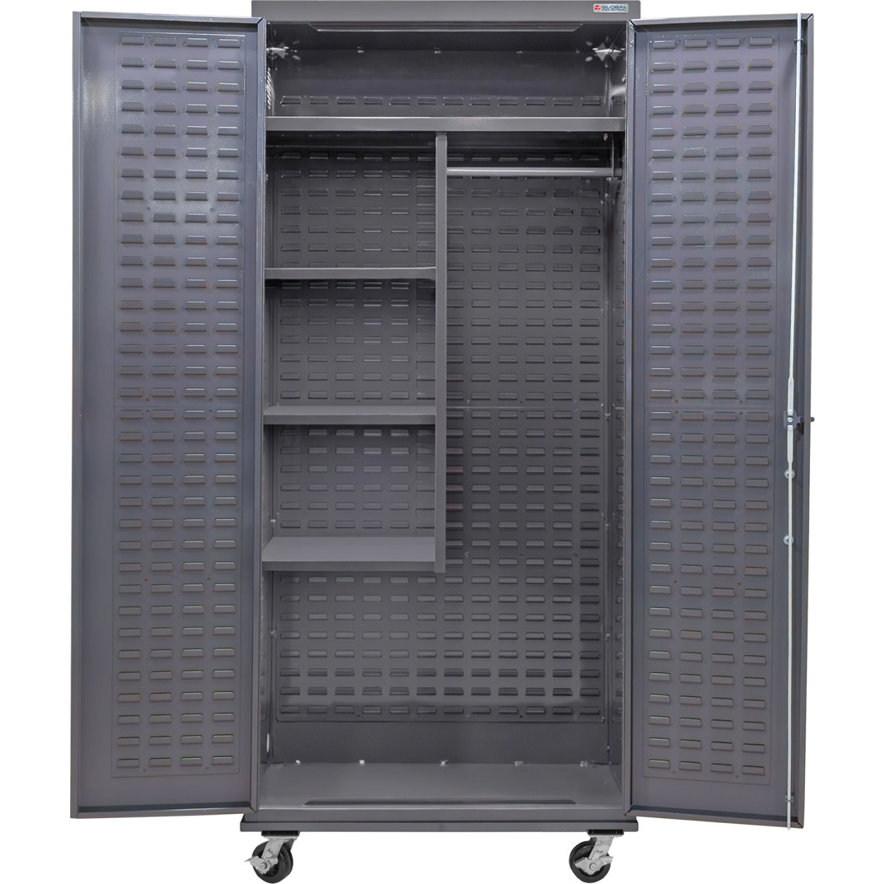 Configurable Mobile Combination Charging Cabinet, 36"W x 24"D x 85"H, 4 Shelves