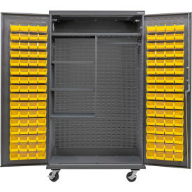 Configurable Mobile Combination Cabinet, 48"Wx24"Dx85"H, 4 Shelves, 120 YLW Bins