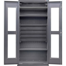 Clear-View Configurable Drawer Cabinet, 36"W x 24"D x 78"H, 4 Shelves, 4 Drawers