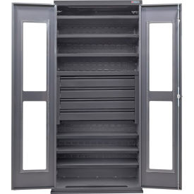 Clear-View Configurable Drawer Cabinet, 36"W x 24"D x 78"H, 6 Shelves, 4 Drawers