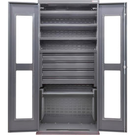 Clear-View Configurable Drawer Cabinet, 36"W x 24"D x 78"H, 5 Shelves, 4 Drawers
