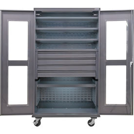 Clear-View Configurable Mobile Drawer Cabinet, 48"x24"x85", 5 Shelves, 4 Drawers