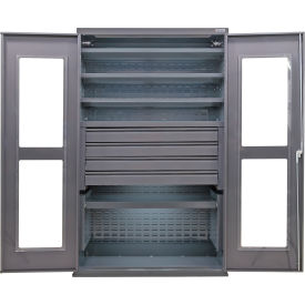 Clear-View Configurable Drawer Cabinet, 48"W x 24"D x 78"H, 5 Shelves, 4 Drawers