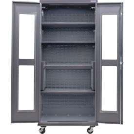 Clear-View Configurable Mobile Shelf Cabinet, 36"W x 24"D x 85"H, 4 Shelves