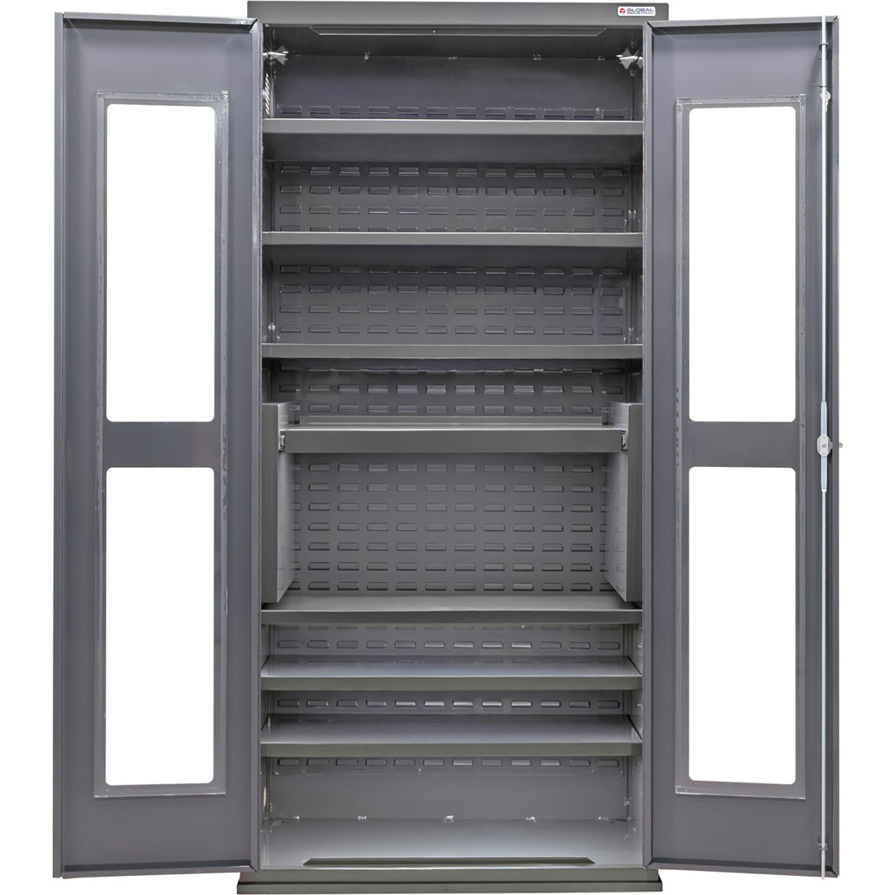 Clear-View Configurable Shelf Cabinet, 36"W x 24"D x 78"H, 7 Shelves