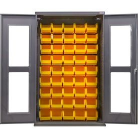 Clear-View Configurable Bin Cabinet, 48"W x 24"D x 78"H, 48 Yellow Bins