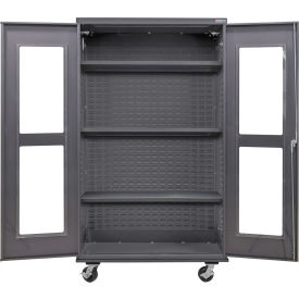 Clear-View Configurable Mobile Shelf Cabinet, 48"W x 24"D x 85"H, 3 Shelves