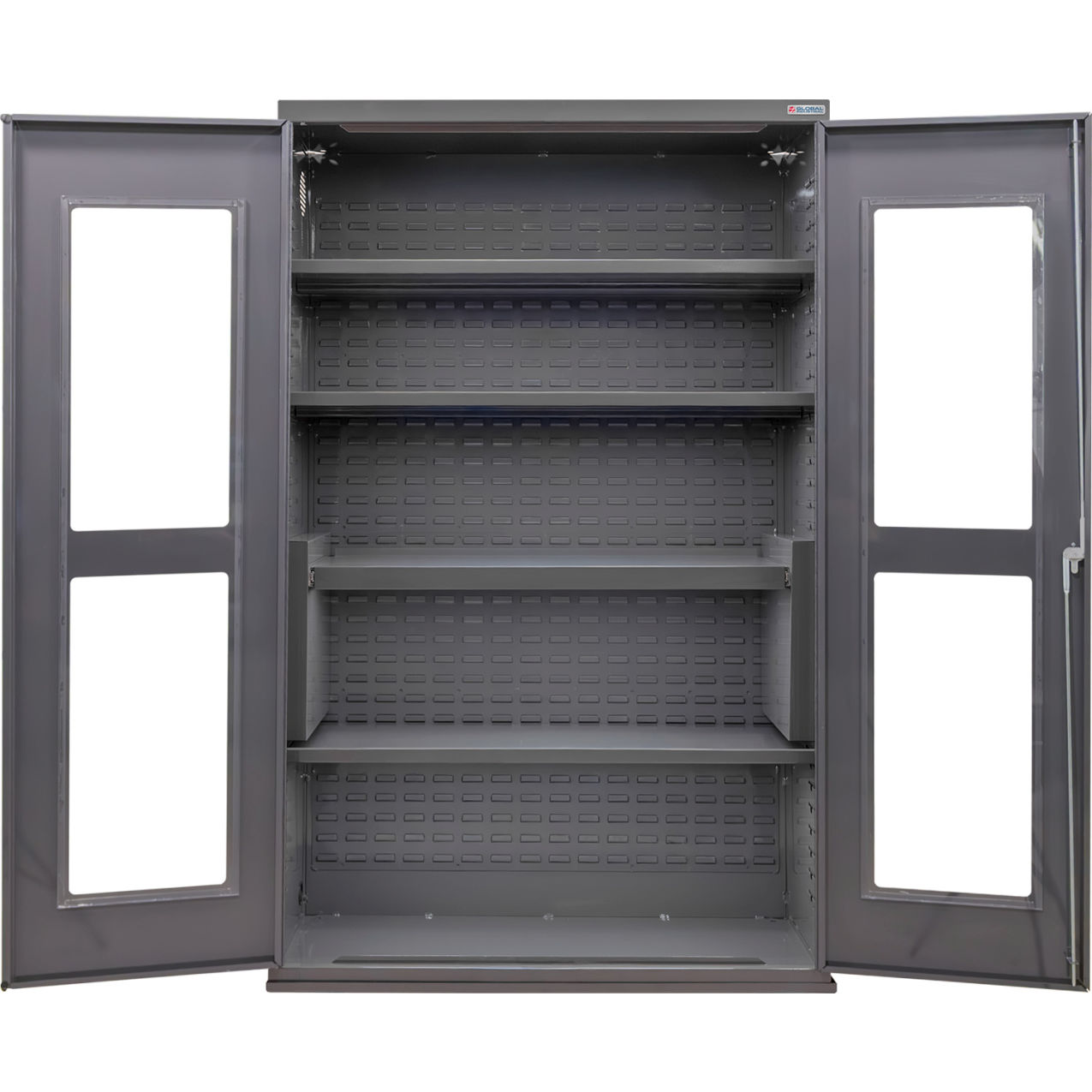Clear-View Configurable Shelf Cabinet, 48"W x 24"D x 78"H, 4 Shelves