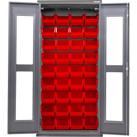 Clear-View Configurable Charging Cabinet, 36"W x 24"D x 78"H, 48 Red Bins