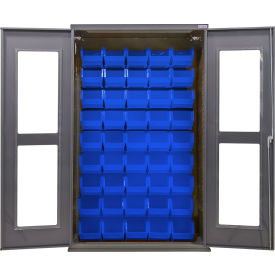 Clear-View Configurable Charging Cabinet, 48"W x 24"D x 78"H, 48 Blue Bins