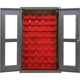 Clear-View Configurable Charging Cabinet, 48"W x 24"D x 78"H, 48 Red Bins