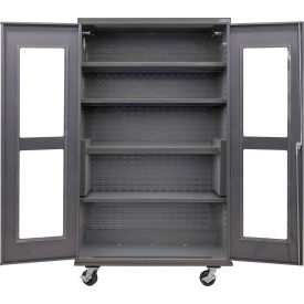 Clear-View Configurable Mobile Charging Cabinet, 48"W x 24"D x 85"H, 4 Shelves