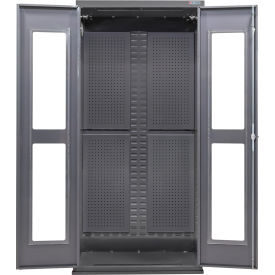 Clear-View Configurable Full Pegboard Cabinet, 36"W x 24"D x 78"H