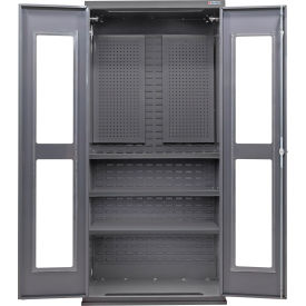 Clear-View Configurable Pegboard Cabinet, 36"W x 24"D x 78"H, 3 Shelves