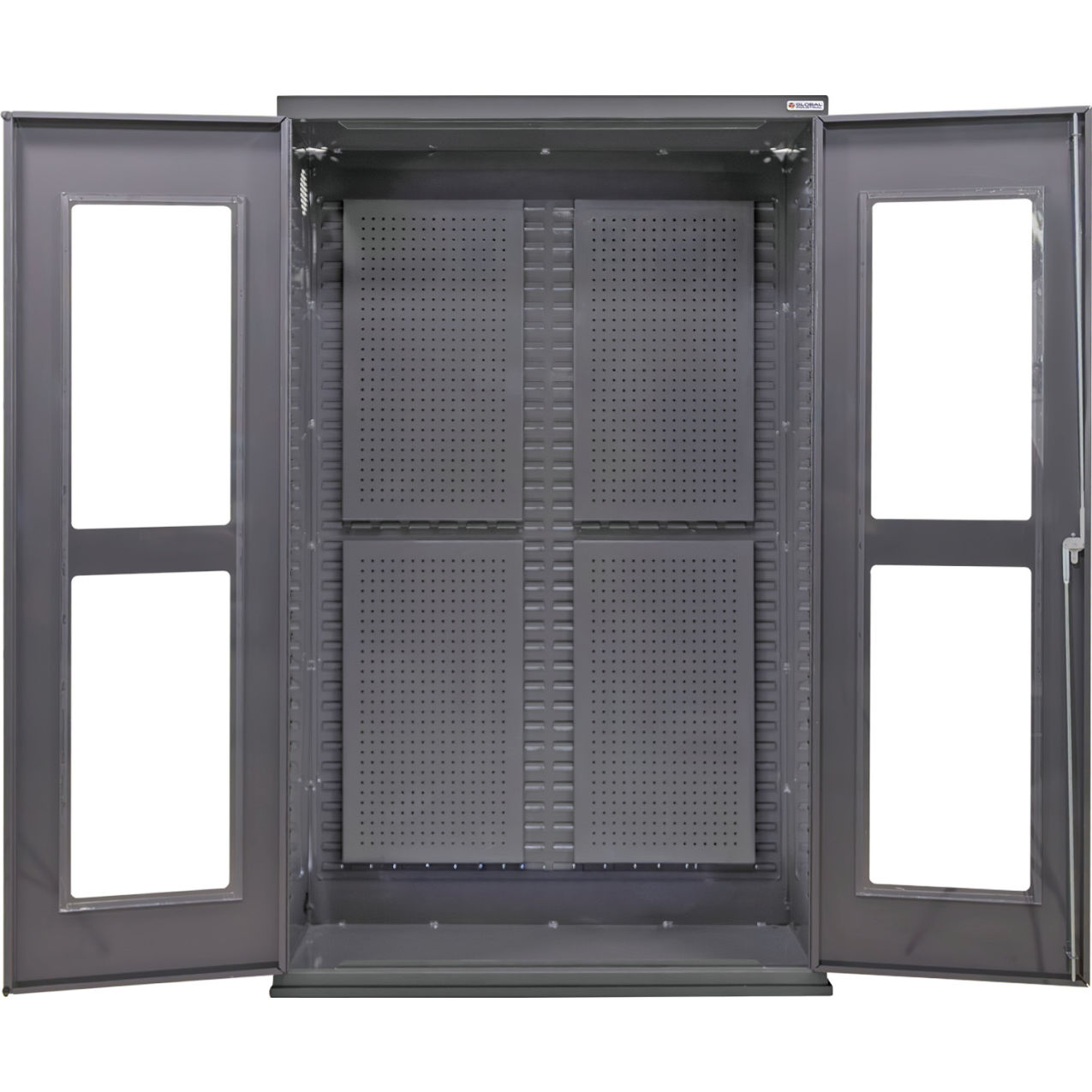 Clear-View Configurable Full Pegboard Cabinet, 48"W x 24"D x 78"H
