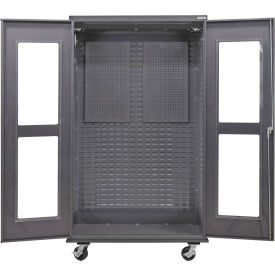 Clear-View Configurable Mobile Pegboard Cabinet, 48"W x 24"D x 85"H