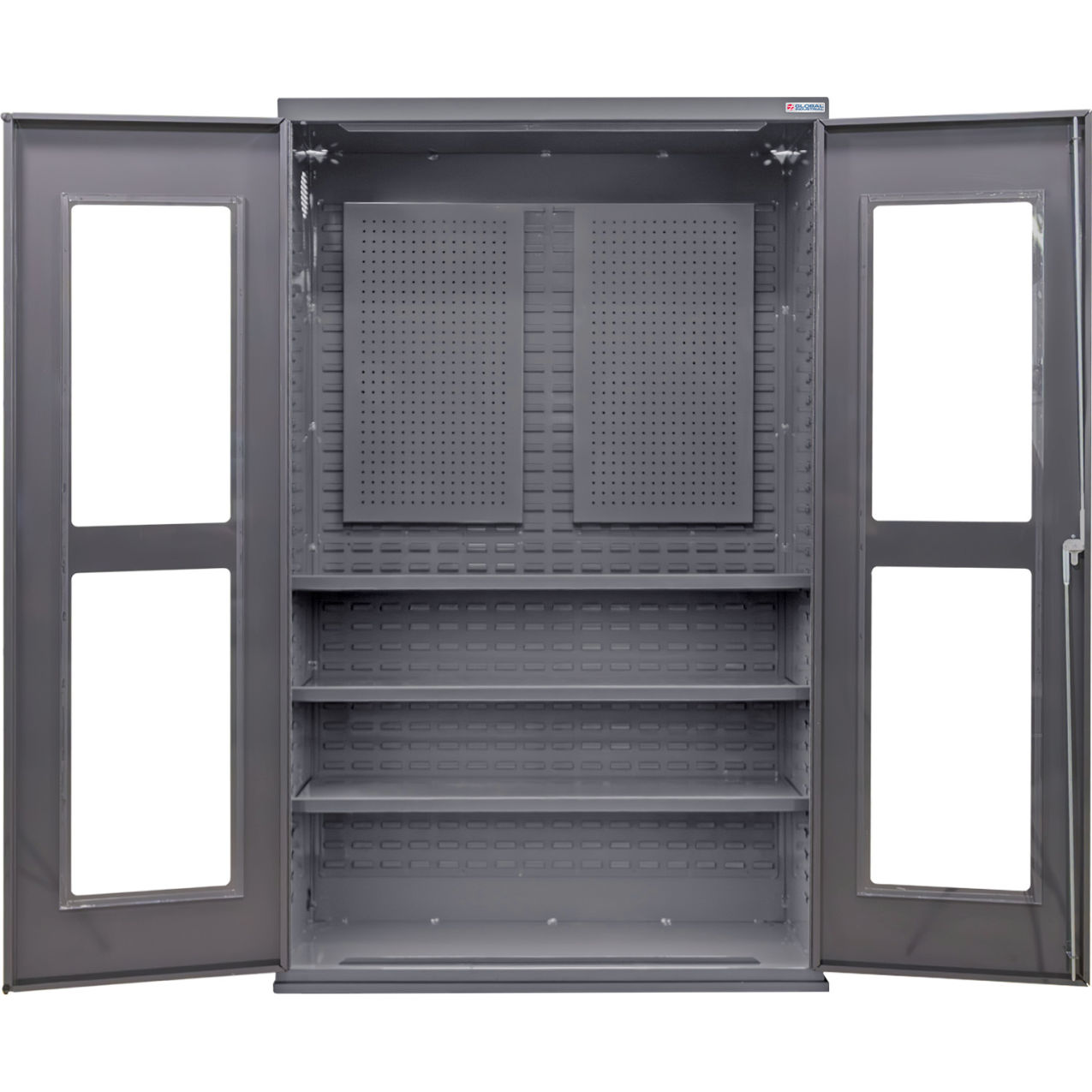 Clear-View Configurable Pegboard Cabinet, 48"W x 24"D x 78"H, 3 Shelves