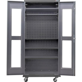 Clear-View Configurable Mobile Wardrobe Cabinet, 36"W x 24"D x 85"H, 4 Shelves