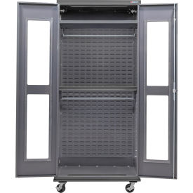Clear-View Configurable Mobile Wardrobe Cabinet, 36"W x 24"D x 85"H, 2 Shelves