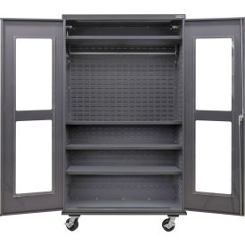 Clear-View Configurable Mobile Wardrobe Cabinet, 48"W x 24"D x 85"H, 4 Shelves