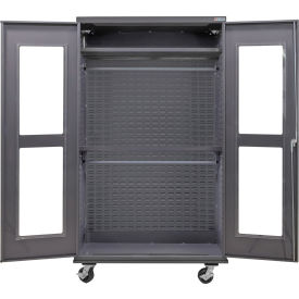 Clear-View Configurable Mobile Wardrobe Cabinet, 48"W x 24"D x 85"H, 2 Shelves