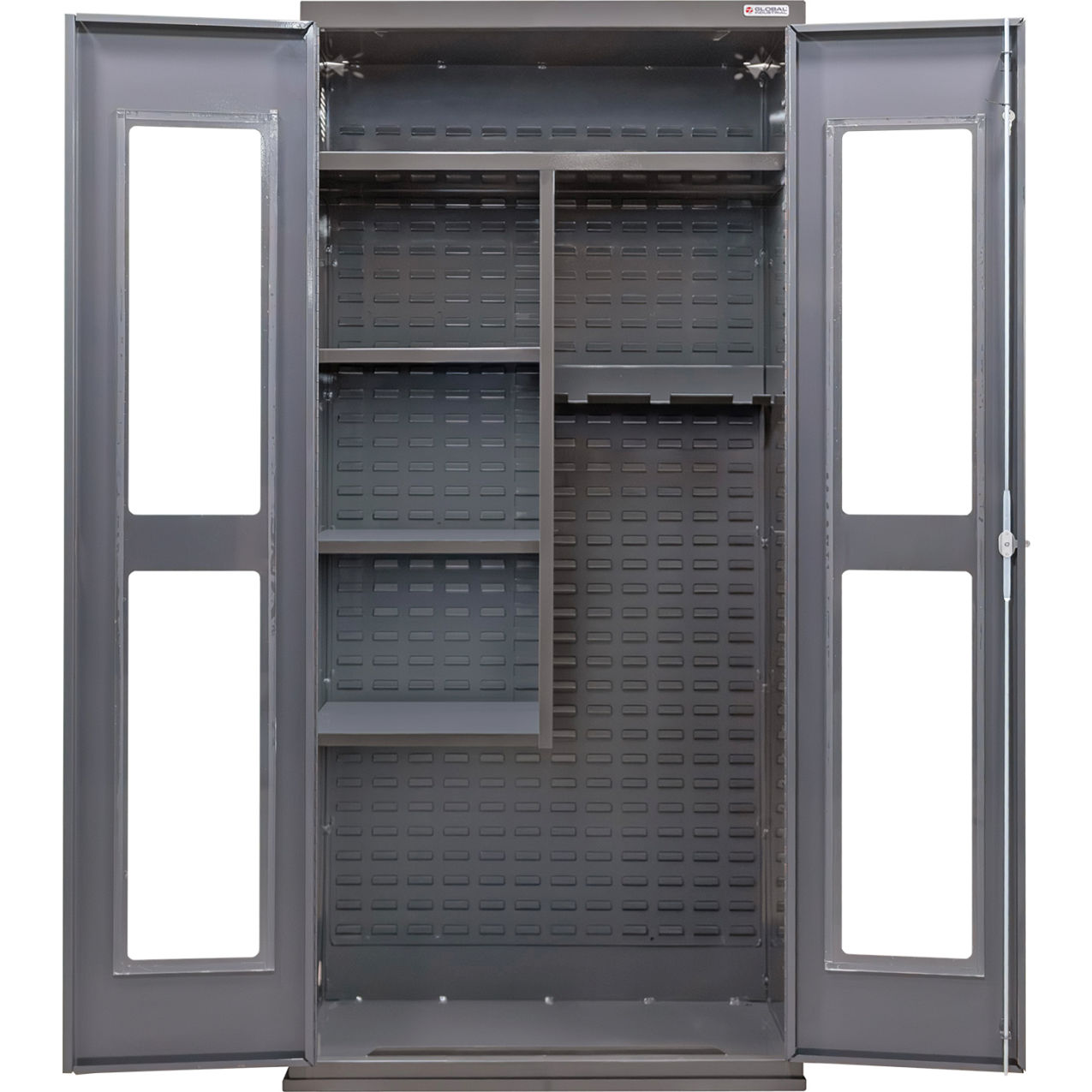 Clear-View Configurable Janitorial Cabinet, 36"W x 24"D x 78"H, 4 Shelves