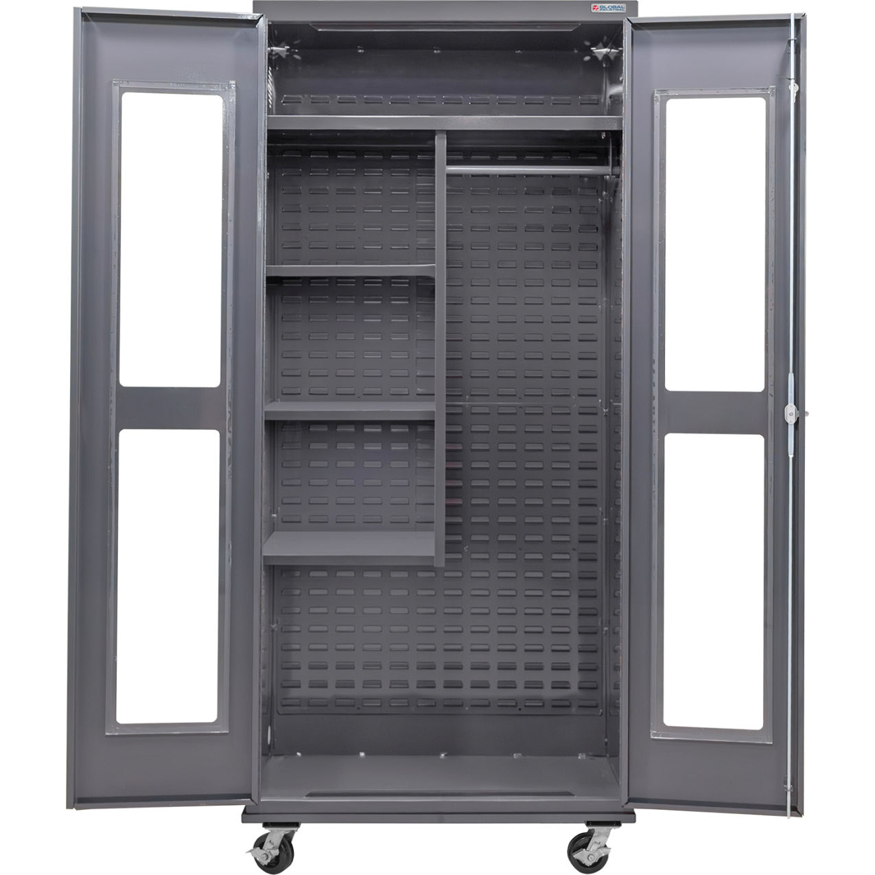 Clear-View Configurable Mobile Combination Charging Cabinet, 36x24x85, 4 Shelves