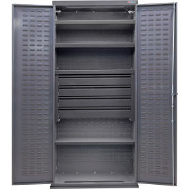 E-Locking Configurable Drawer Cabinet, 36"W x 24"D x 78"H, 4 Shelves, 4 Drawers