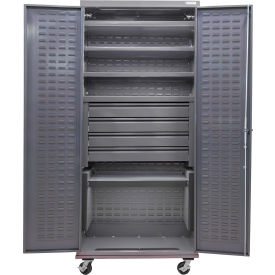 E-Locking Configurable Mobile Drawer Cabinet, 36"x24"x85", 5 Shelves, 4 Drawers