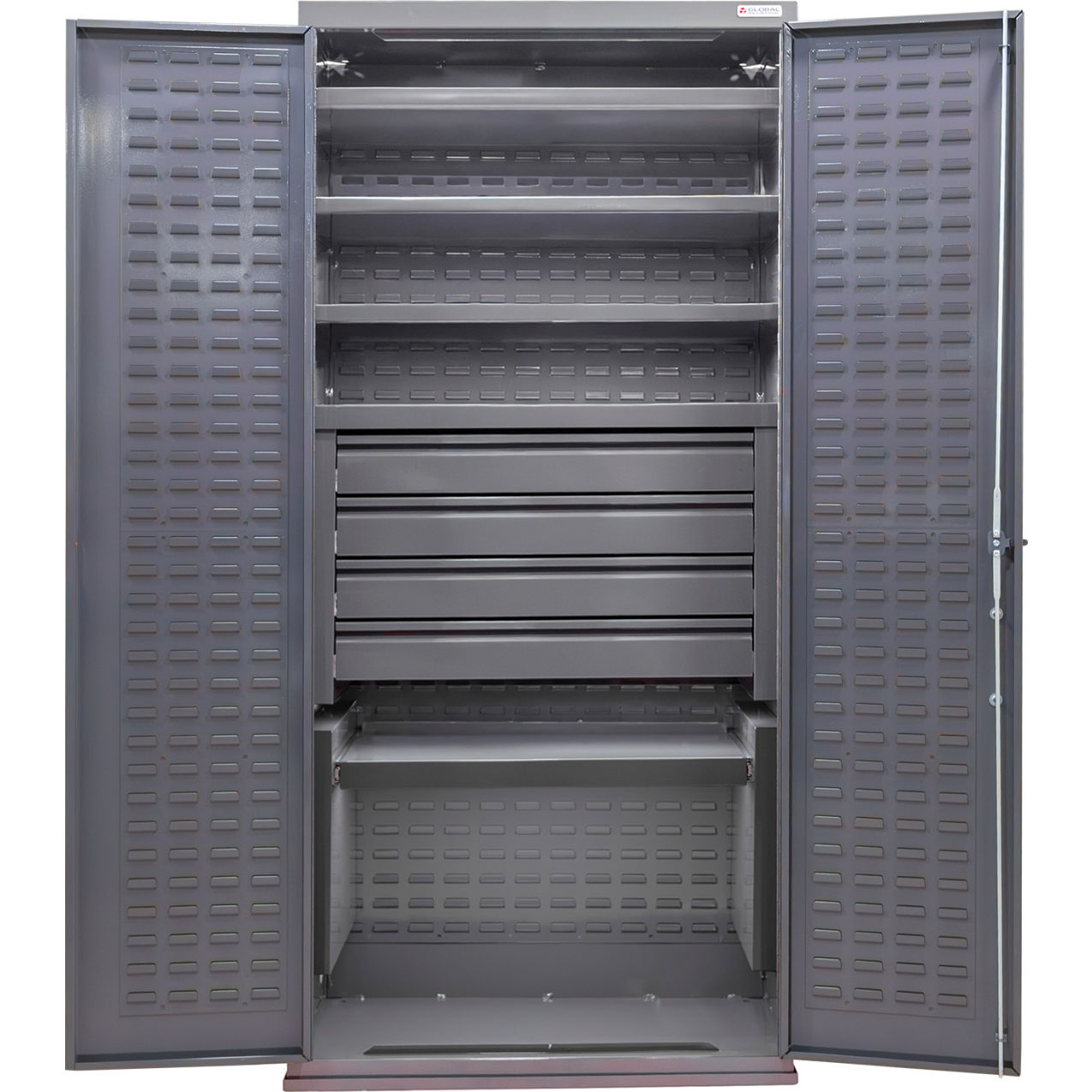 E-Locking Configurable Drawer Cabinet, 36"W x 24"D x 78"H, 5 Shelves, 4 Drawers