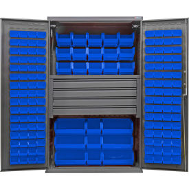 E-Locking Configurable Drawer Cabinet, 48"Wx24"Dx78"H, 4 Drawers, 174 Blue Bins