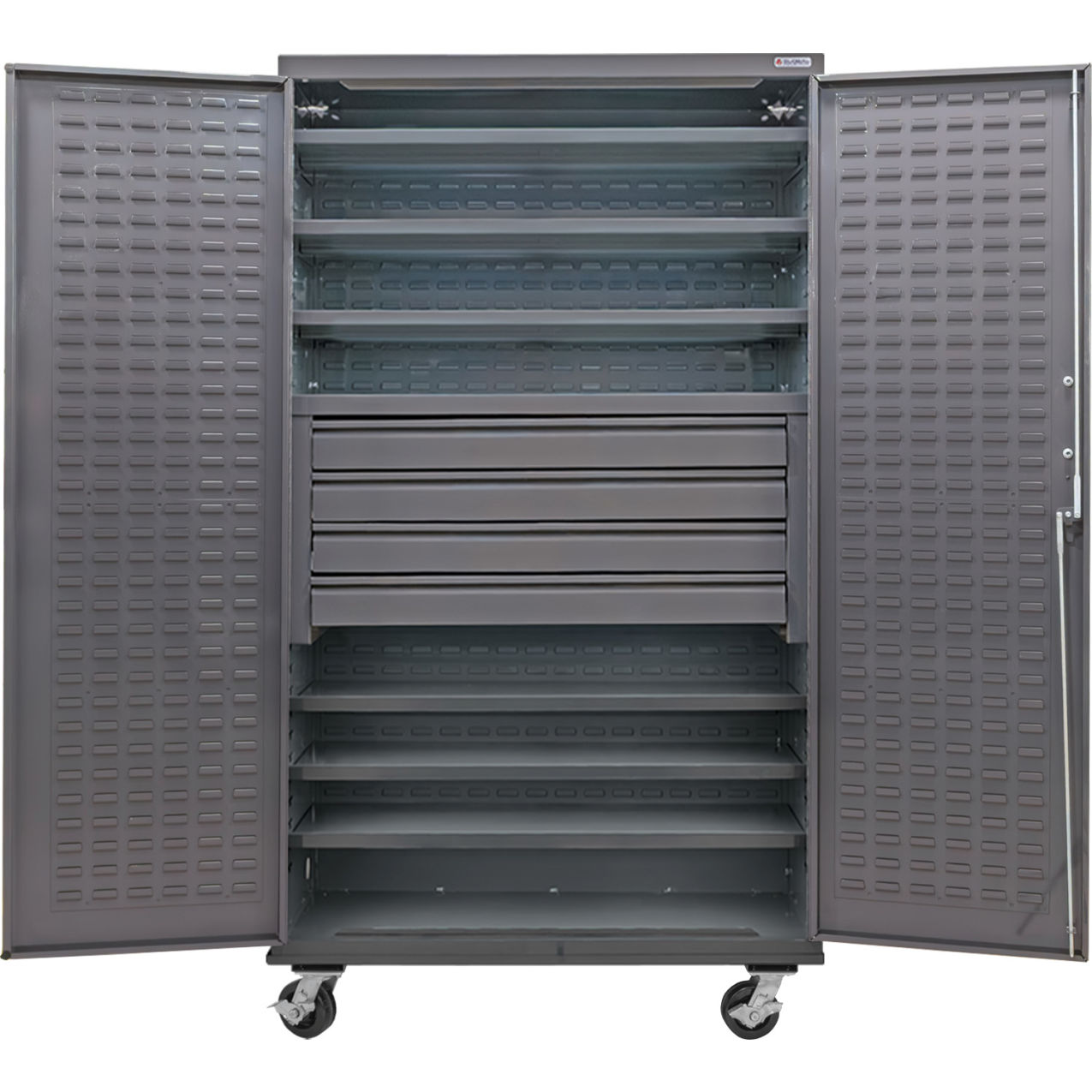 E-Locking Configurable Mobile Drawer Cabinet, 48"x24"x85", 6 Shelves, 4 Drawers