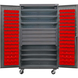 E-Locking Configurable Mobile Drawer/Bin Cabinet, 48x24x85, 6 Shelves, 120RD Bins