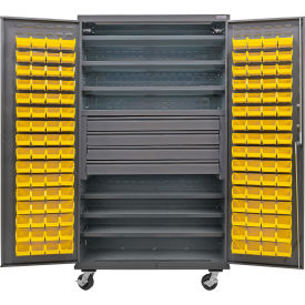 E-Locking Configurable Mobile Drawer/Bin Cabinet, 48x24x85, 6 Shelves, 120YL Bins