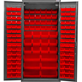 E-Locking Configurable Bin Cabinet, 36"W x 24"D x 78"H, 138 Red Bins