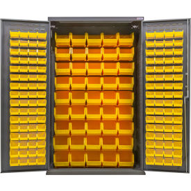 E-Locking Configurable Bin Cabinet, 48"W x 24"D x 78"H, 168 Yellow Bins
