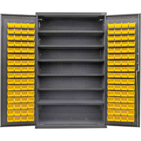 E-Locking Configurable Bin & Shelf Cabinet, 48"x24"x78", 6 Shelves, 120 YLW Bins