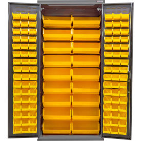 E-Locking Configurable Charging Cabinet, 36"W x 24"D x 78"H, 114 Yellow Bins