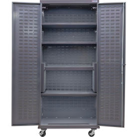 E-Locking Configurable Mobile Charging Cabinet, 36"W x 24"D x 85"H, 4 Shelves