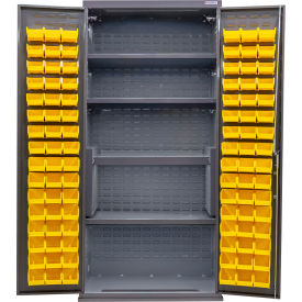 E-Locking Configurable Charging Cabinet, 36"Wx24"Dx78"H, 4 Shelves, 96 YLW Bins