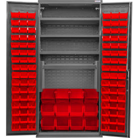 E-Locking Configurable Charging Cabinet, 36"Wx24"Dx78"H, 4 Shelves, 108 Red Bins