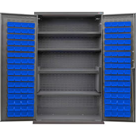 E-Locking Configurable Charging Cabinet, 48"Wx24"Dx78"H, 4 Shelves, 120 Blue Bins