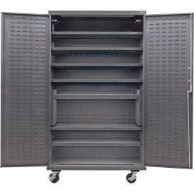E-Locking Configurable Mobile Charging Cabinet, 48"W x 24"D x 85"H, 7 Shelves