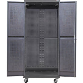 E-Locking Configurable Mobile Full Pegboard Cabinet, 36"W x 24"D x 85"H
