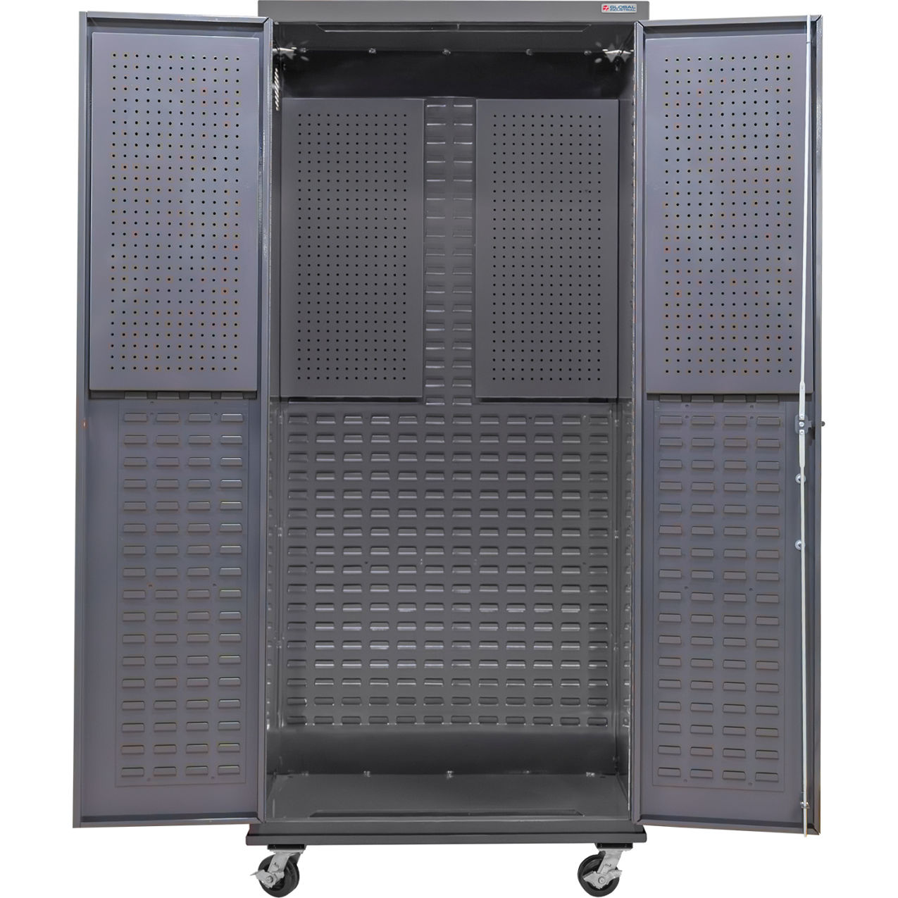 E-Locking Configurable Mobile Pegboard Cabinet, 36"W x 24"D x 85"H