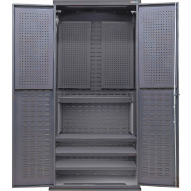 E-Locking Configurable Pegboard Cabinet, 36"W x 24"D x 78"H, 4 Shelves